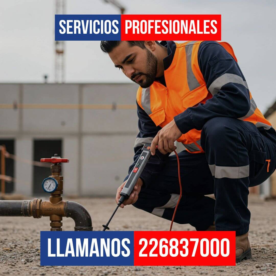 Técnico usando geófono para detectar fuga de agua