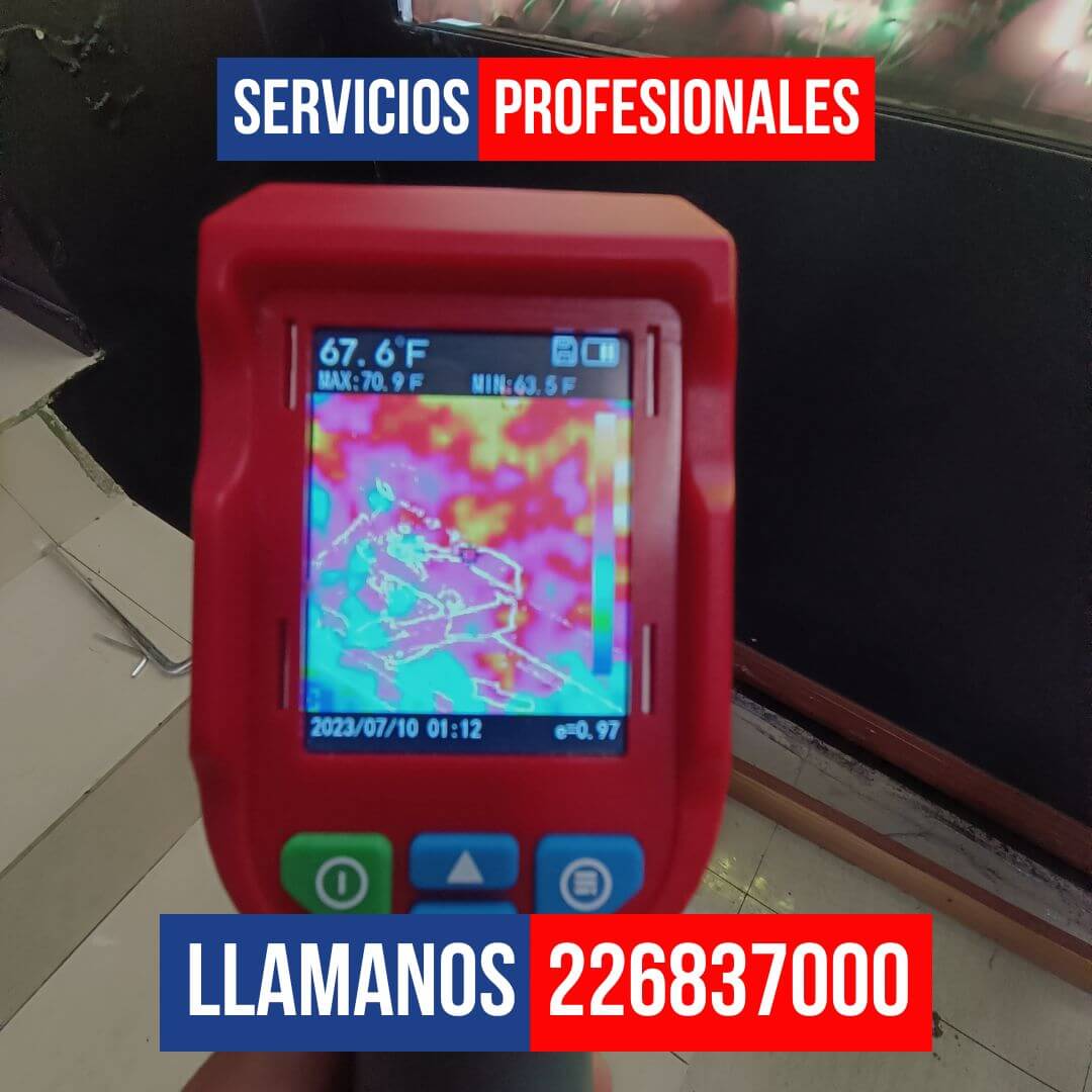 Cámara termográfica mostrando diferencia de temperatura por fuga