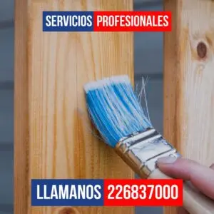 Aplicación de barniz protector en puerta de madera