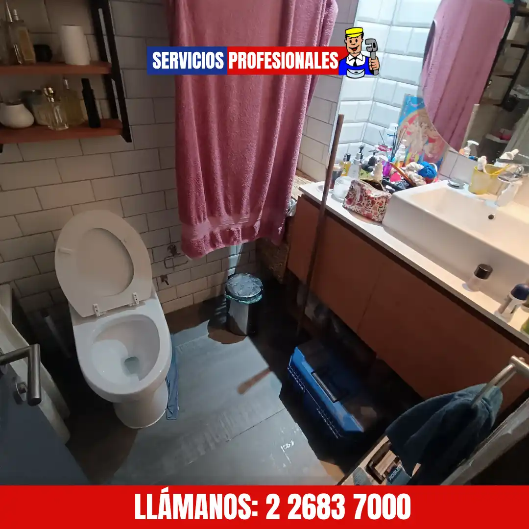 Destape profesional de WC rebalsado en baño de Santiago