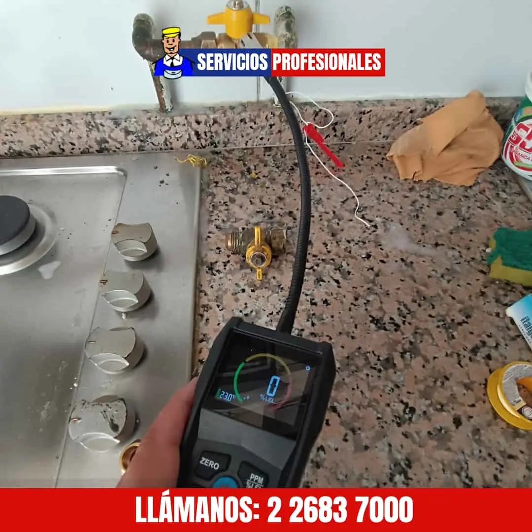 Gasfiter SEC revisando instalación de gas en departamento